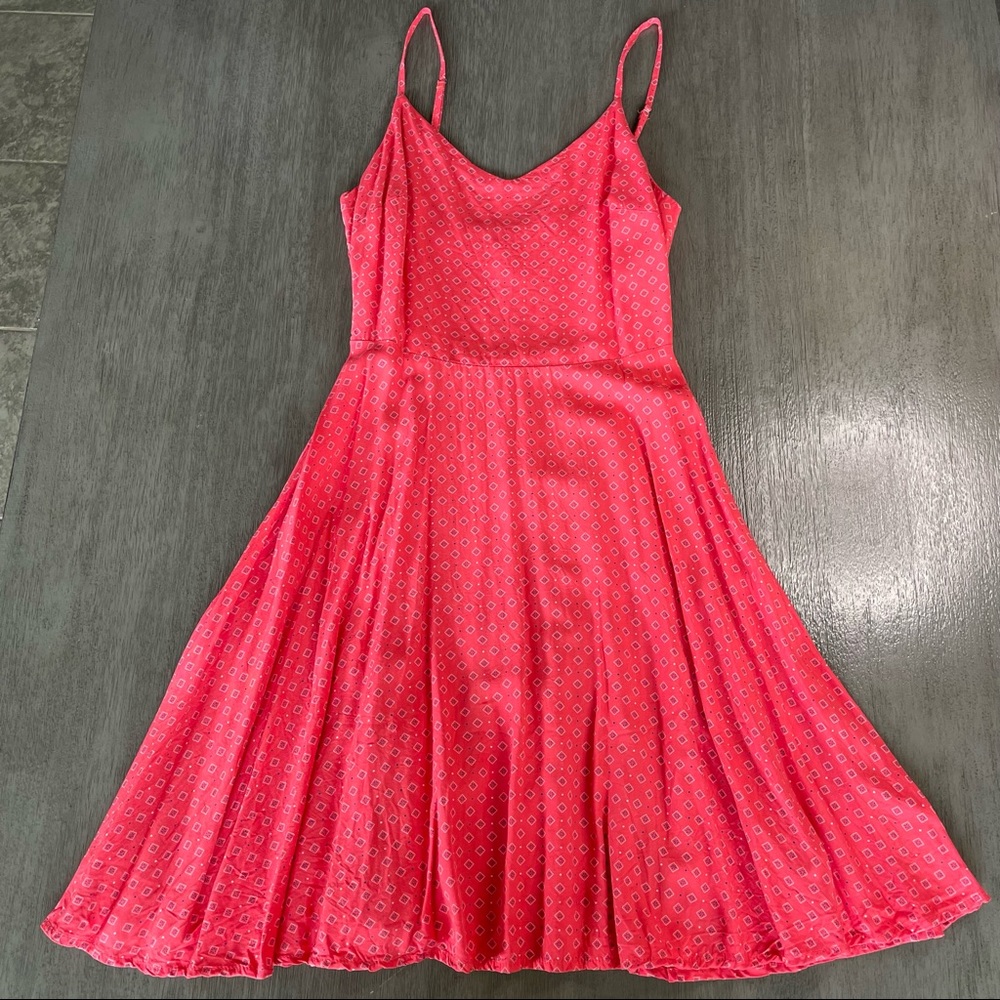 Gap Orange Fit And Flare Mini Dress With Spaghetti Straps